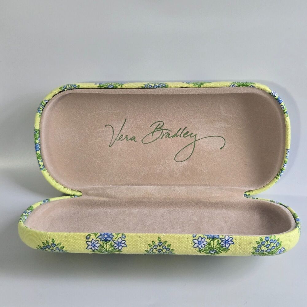 Vera Bradley Citrus Elephants Hard Eyeglass Case Vintage Clamshell Retired Green
